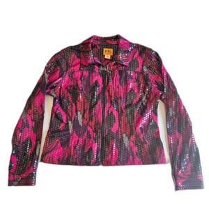 Ruby Road Sz 8 Concert Preformance Jacket Vinyl Faux Sequins Full Zip Stretch